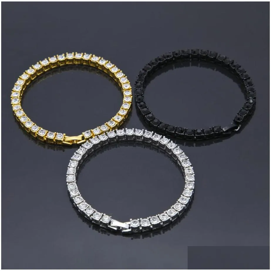 fashion 7/8/9inches men iced out 1 row rhinestones bracelet men hip hop style clear simulated diamond bangles bracelets free shipping