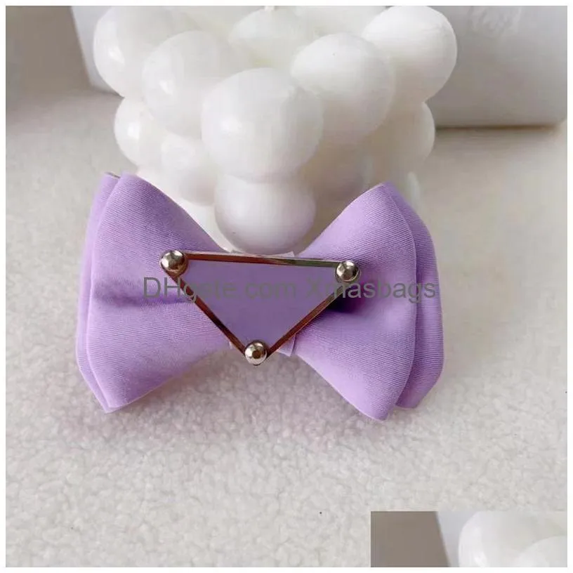 designer dog hair clips brand dog apparel cute puppy dog small bowknot hair bows with metal clips handmade hair accessories bow pet grooming products purple