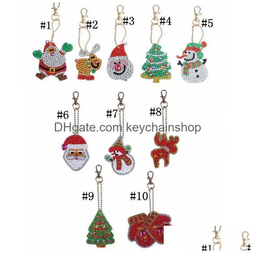 Diamond Keychain Special-Shape Painting Christmas Decor Bag Pendant Keychains Jewelry Key Ring Gifts Holiday Decorations 591 Drop Deli Dhvwu
