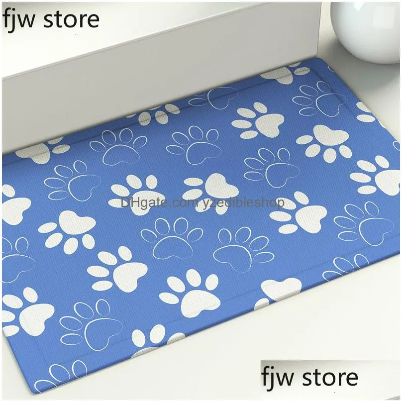 carpet dog paw footprint printing floor mat porch entrance door mat bathroom non-slip absorbent floor mat home decoration 40x60 50x80cm