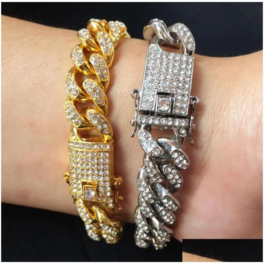 hip hop bling iced out men`s rapper bracelet full rhinestone pave with butterfly  cuban link chain bracelet for men jewelry