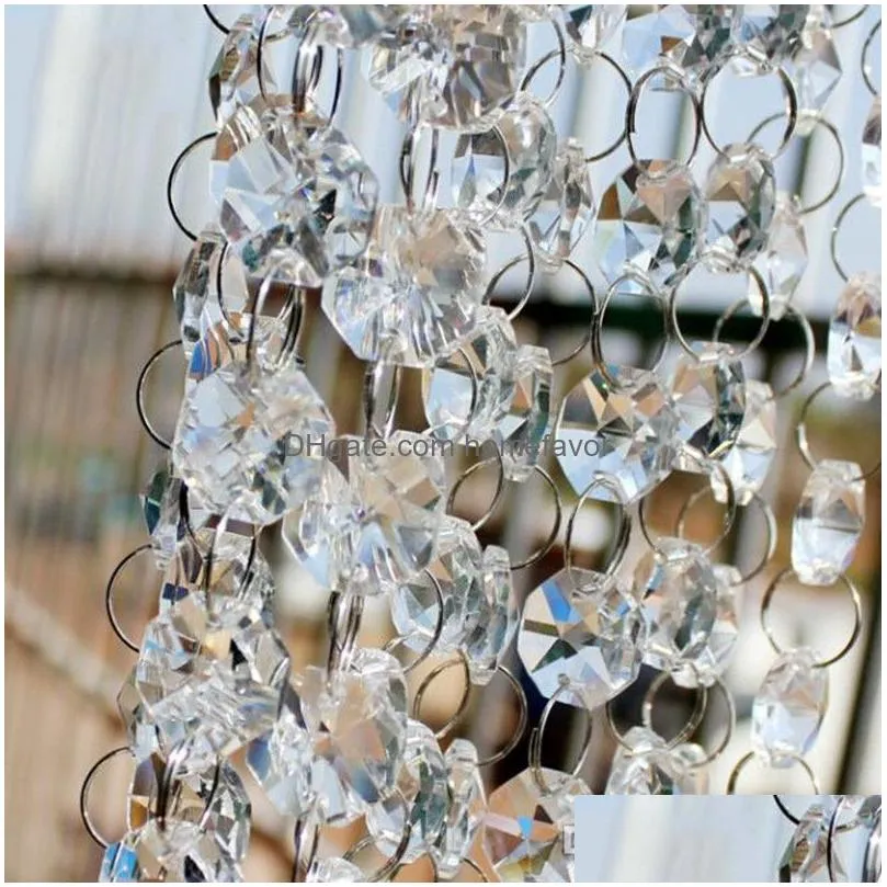 30m/99ft/roll party decor 14mm acrylic octagonal beaded clear crystal garland strands for wedding decoration chandelier delivery