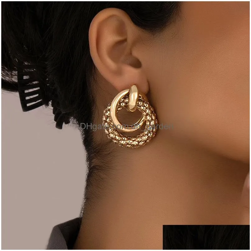 New Fashion Twist Dangle Earrings For Women Exaggerated Gold Color Metal Wrap Earring European Ear Jewelry Oorbellen Drop Del Dhgarden Otk9A