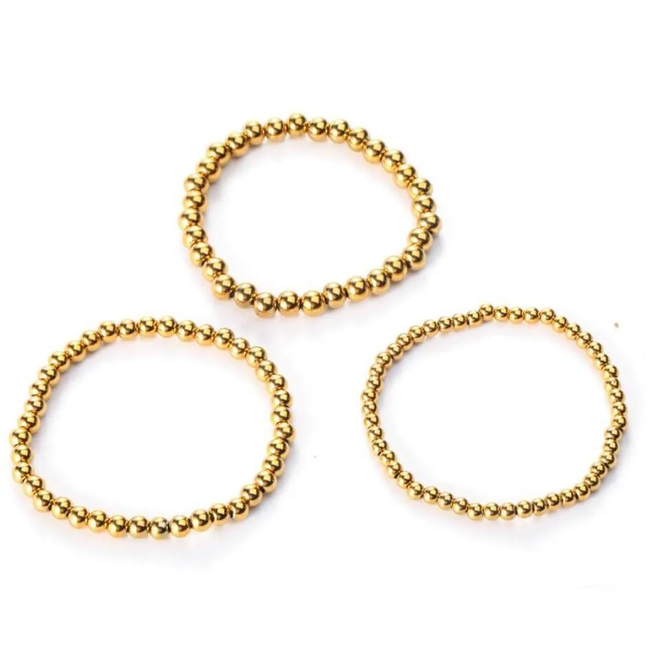 fashion stainless steel bangle gold colors elastic rope bracelet bead chain woman bracelets bangles women party jewelry