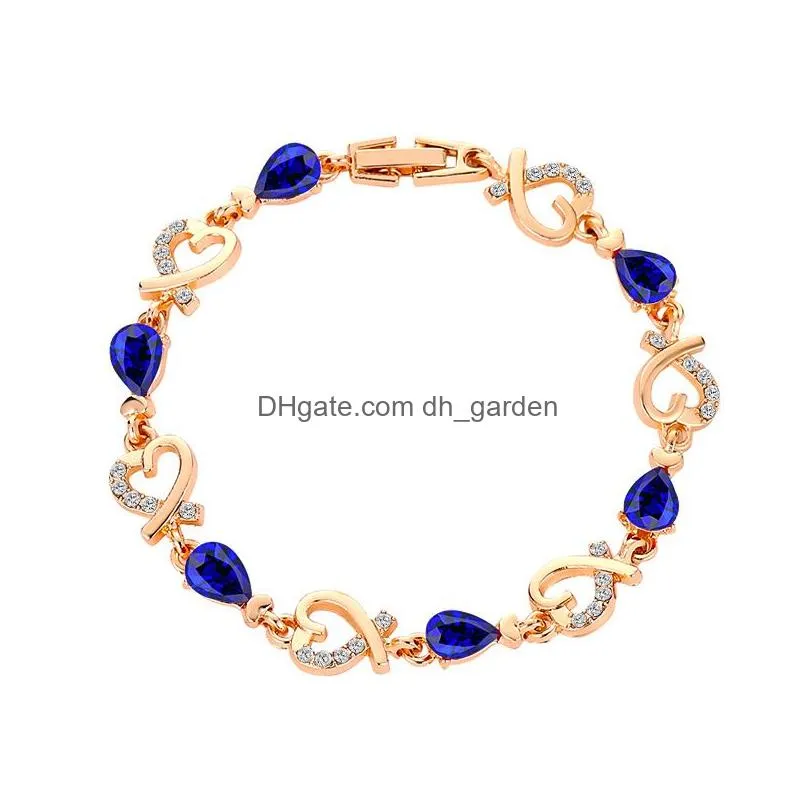 New 5 Colors Beautif Bracelet For Women Colorf Austrian Crystal Fashion Heart Chain Bracelets Female Gifts Wholesale Drop Del Dhgarden Otf4P