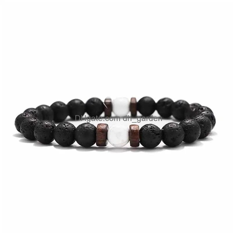 Volcanic Stone Bracelet For Men Lava Wooden 8Mm Beads Braceletes Tibetan Buddha Wrist Chain Women Mens Jewelry Gift Bracelets Dhgarden Otmj4