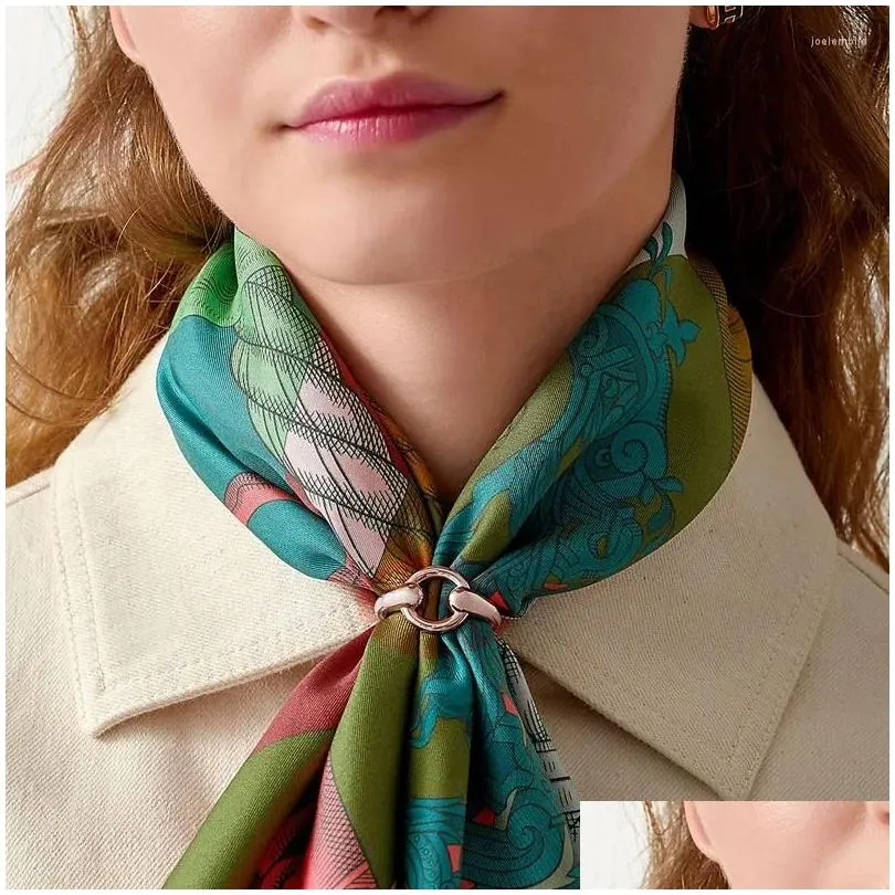 Scarves Scarves Ring Scarf Buckle 90Cm Shawls Button Hollow Designer Shawl Accessories Scarfs Rings Clip Female Gift Jewelrys Drop Del Otlqj