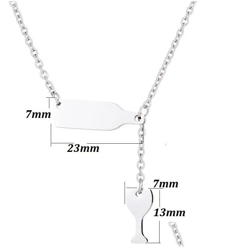 new arrival stainless steel beer cup bottle wine glass pendant necklace choker chain women fashion jewelry gift