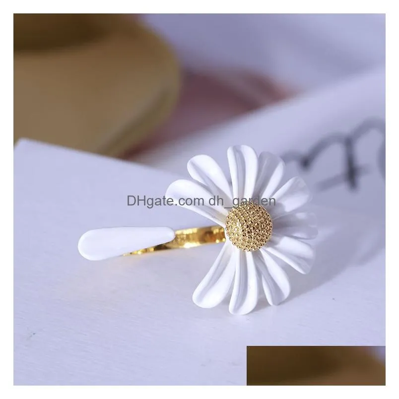 Etrendy New Daisy Flower Rings For Women Boho Fashion Jewelry Simple White Adjustable Ring Open Design Drop Delivery Dhgarden Otnhs