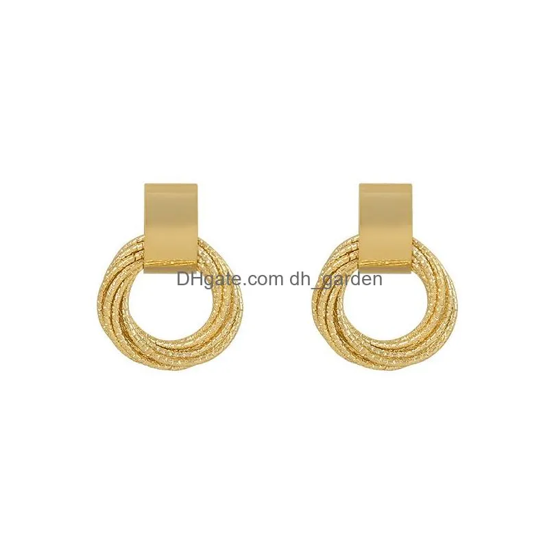 Retro Metallic Gold Mtiple Small Circle Pendant Earrings Jewelry Fashion Wedding Party Unusual Earring For Drop Delivery Dhgarden Otad8