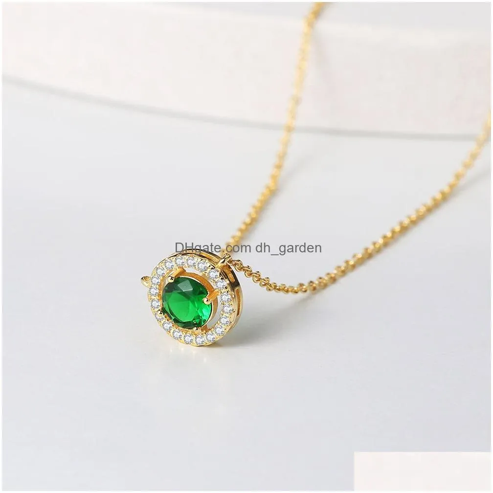 Shiny Pendant Necklaces For Women 2021 Aesthetic Jewellery Collar Choker Chain Cubic Zirconia 6 Colors Fashion Jewelry N095-M Dhgarden Otgah
