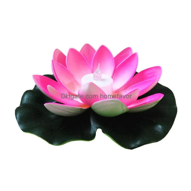 shiny led lotus candle wishing lamp artificial floating eva flower with electronic lights for xmas birthday wedding party supplies