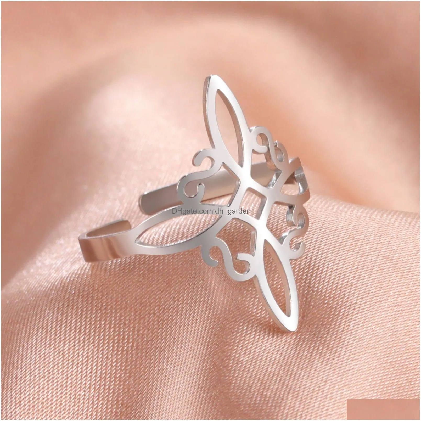 Ring For Women Stainless Steel Adjustable Open Finger Rings New Witchcraft Amet Jewelry Birthday Gift Drop Delivery Dhgarden Othrz