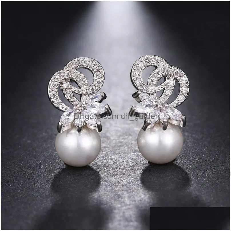 All Type Fashion Imitation Pearl Drop Earrings With Cubic Zirconia Elegant Women Wedding Earring For Bridal India Jewelry Dro Dhgarden Otgwi