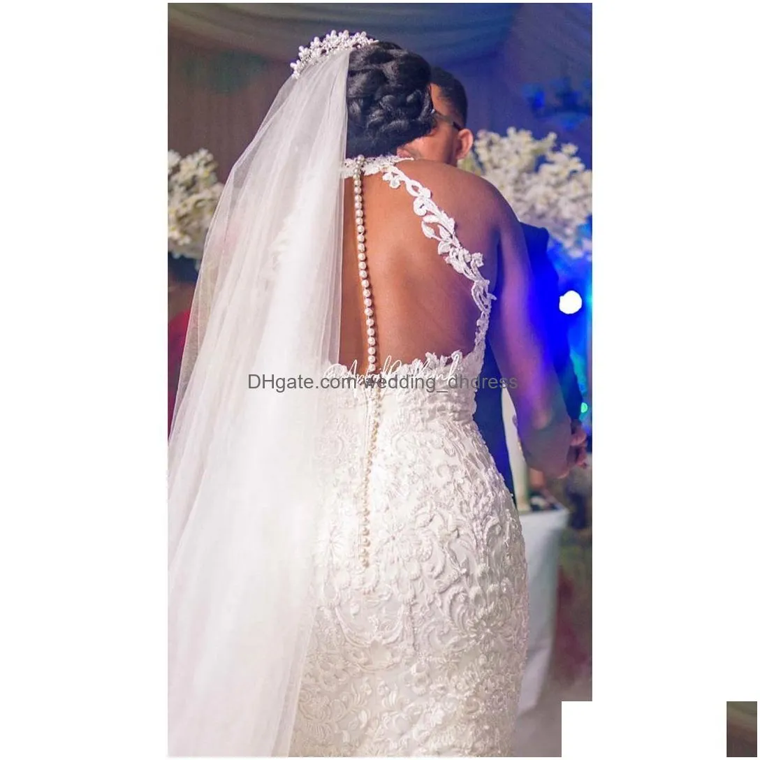 arabic aso ebi vintage lace beaded wedding dresses sheer neck mermaid bridal dresses sexy wedding gowns zj261