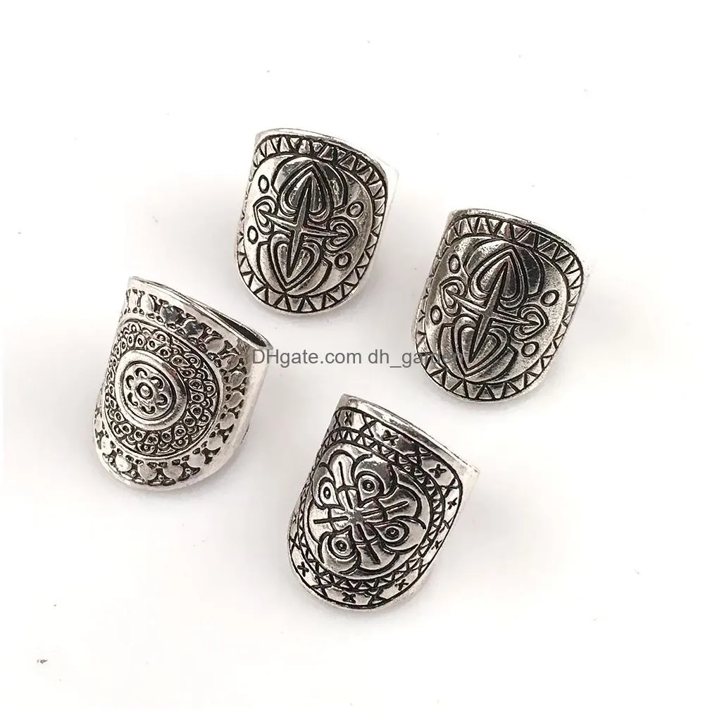 4Pcs/Set Statement Ring Set Antique Tibetan Sier Gypsy Boho Knuckle Rings For Women Retro Vintage Turkish Jewelry Aneis Anill Dhgarden Otqds