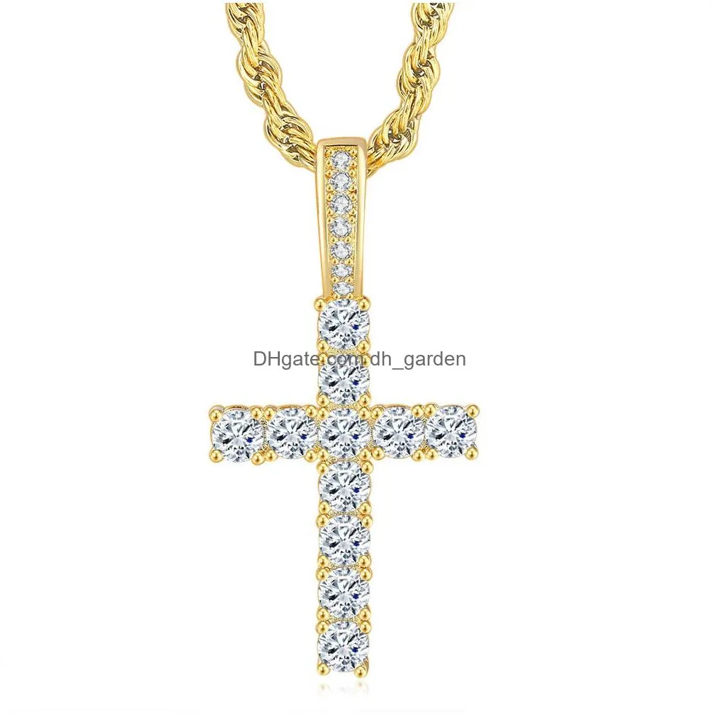 Hip Hop Cross Pendant Necklace For Women Jewelry Female Statement Iced Out Chain Gold Color Jewellery Accessories P003 Drop D Dhgarden Otmxi