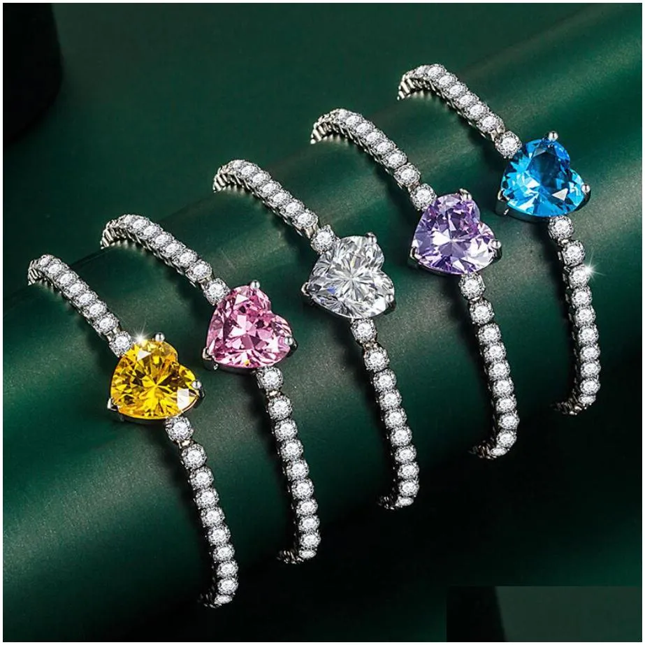 rhinestones bracelets for women luxury heart shape cubic zirconia bracelets party wedding fashion jewelry birthday gift