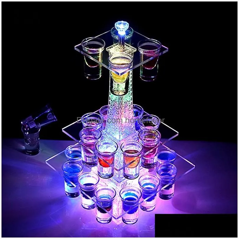 party decor colorful sparkling eiffel tower cocktail shelf creative charging wine cup holder for bar birthday ktv nightclub