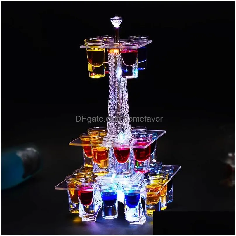 party decor colorful sparkling eiffel tower cocktail shelf creative charging wine cup holder for bar birthday ktv nightclub