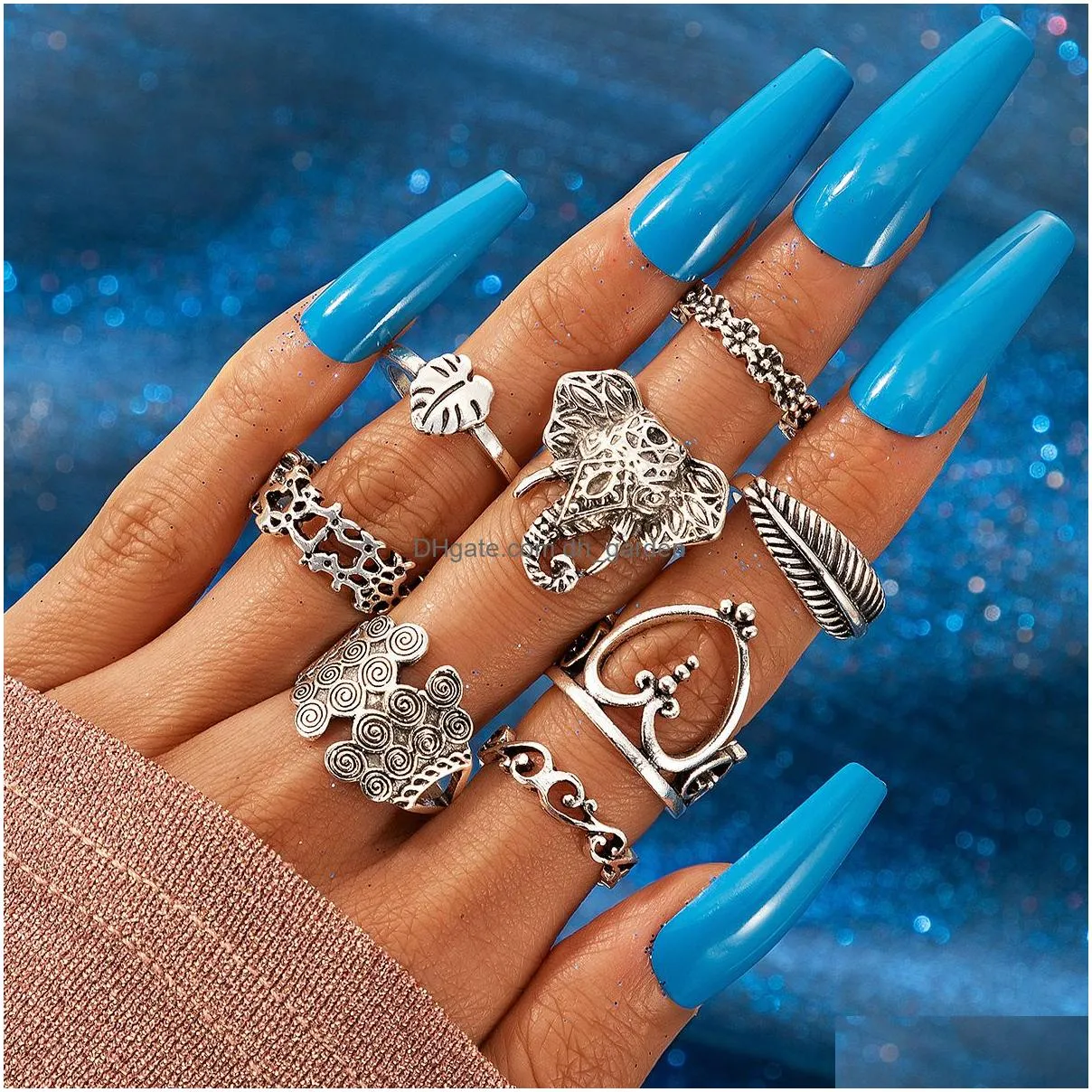 4Pcs/Set Statement Ring Set Antique Tibetan Sier Gypsy Boho Knuckle Rings For Women Retro Vintage Turkish Jewelry Aneis Anill Dhgarden Otqds