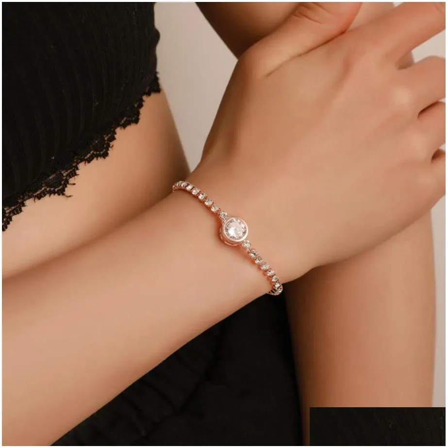 elegant inlaid rhinestone korean bracelets gold colour flower charm bracelet for women fashion jewelry accessories party gifts