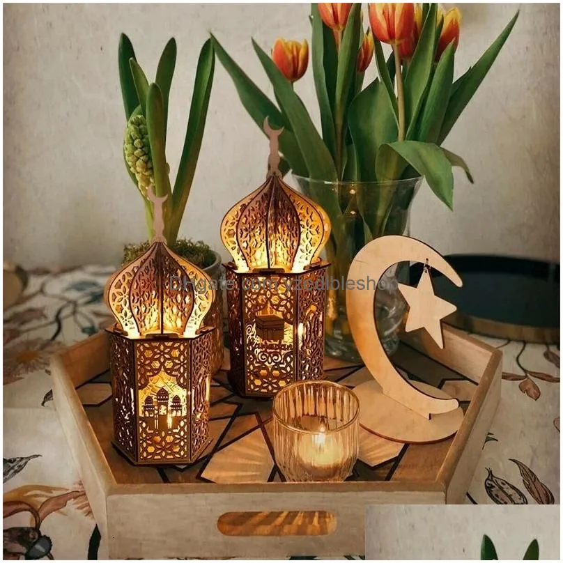 decorative objects figurines wooden ornament ramadan decoration for home aid eid mubarak ramadan kareem islamic muslim festival party decoration