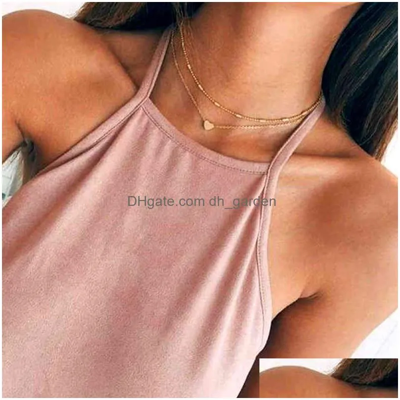 New Lovely Style 2 Layers Love Heart Adjustable Necklace Mtilayer Chain Choker Necklaces For Gift Pcs/Set Drop Delivery Dhgarden Otxgg