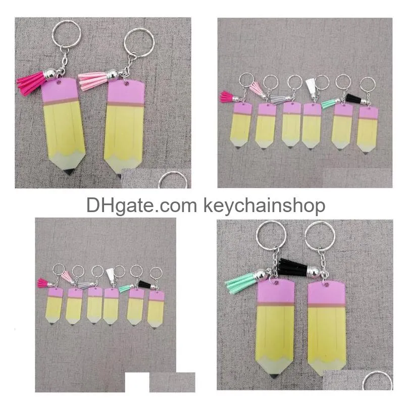 Orders 200Pcs Teachers Day Acrylic Keychain Pencil Shape Pendant Keyring Back To School Gifts For Drop Delivery Dhn7Q