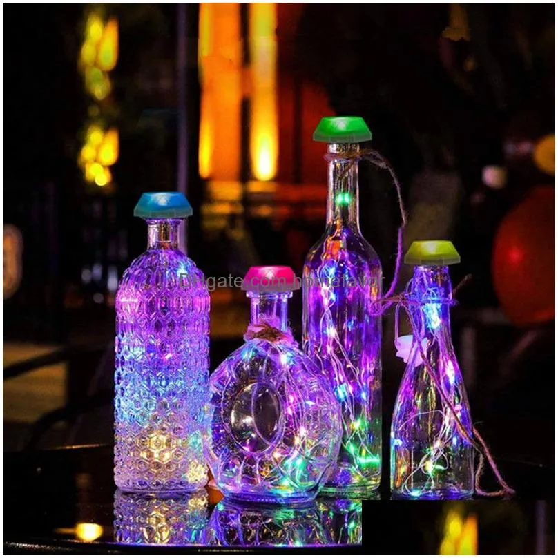 creative outdoor bar table decoration solar wine stoppers glow bottle cap with light string colorful change lighting for ktv party christmas