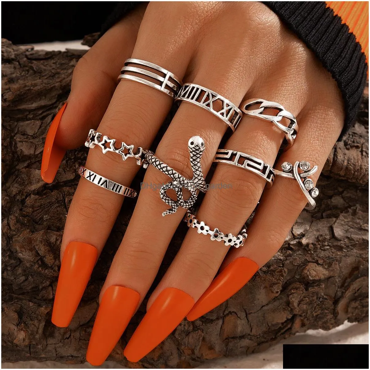 4Pcs/Set Statement Ring Set Antique Tibetan Sier Gypsy Boho Knuckle Rings For Women Retro Vintage Turkish Jewelry Aneis Anill Dhgarden Otqds