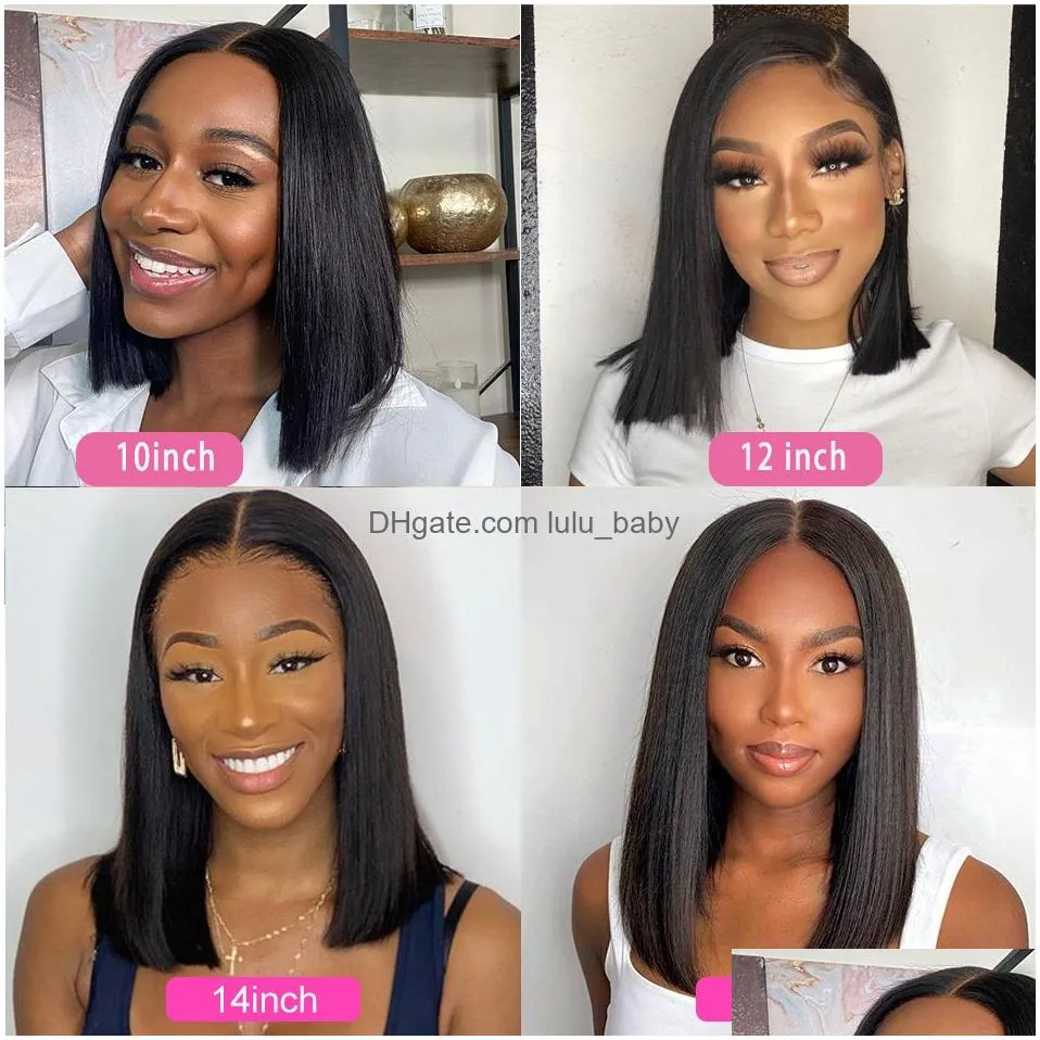 short brazilian straight bob wig 4x4 straight closure wig 13x6 13x4 lace frontal wigs pre-pucked lace closure wig for women glueless human hair