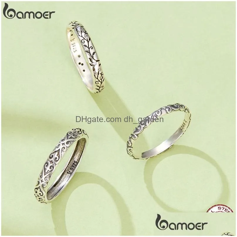 Sier Embossed Vintage Pattern Ring For Women Simple Fine Jewelry Drop Delivery Dhgarden Otj7V