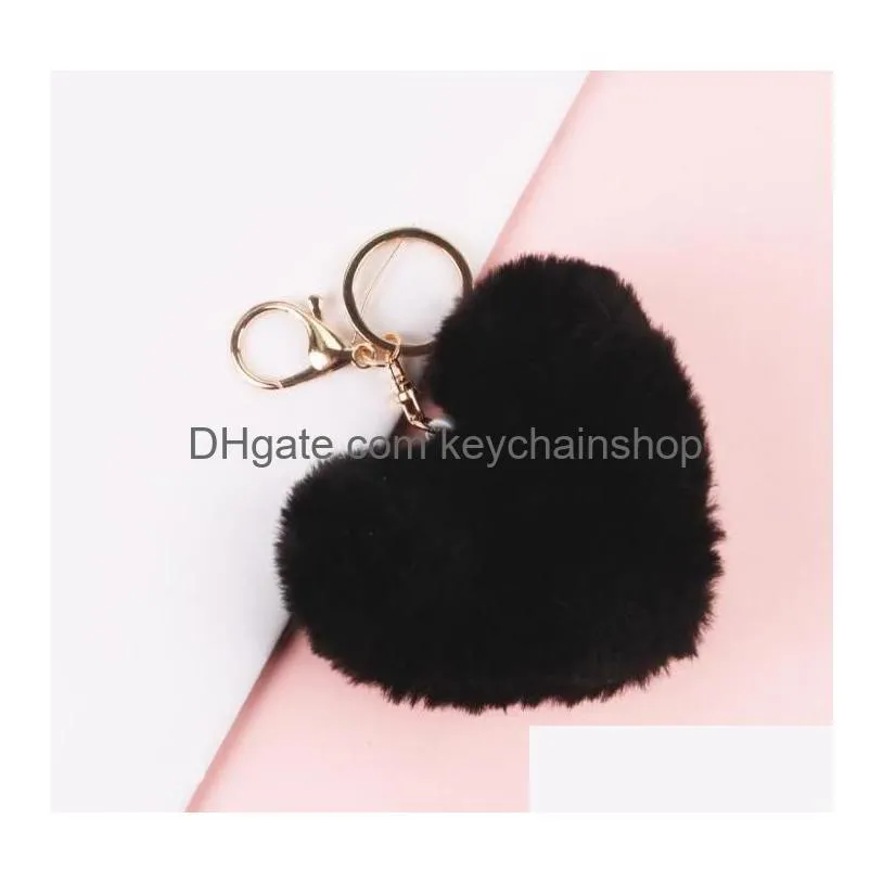 New Party Favor Fashion Love Plush Pendant Heart Key Chain Keychain Cute Stuffed Car Accessories Bag Ball Toy Drop Delivery Dhxsp