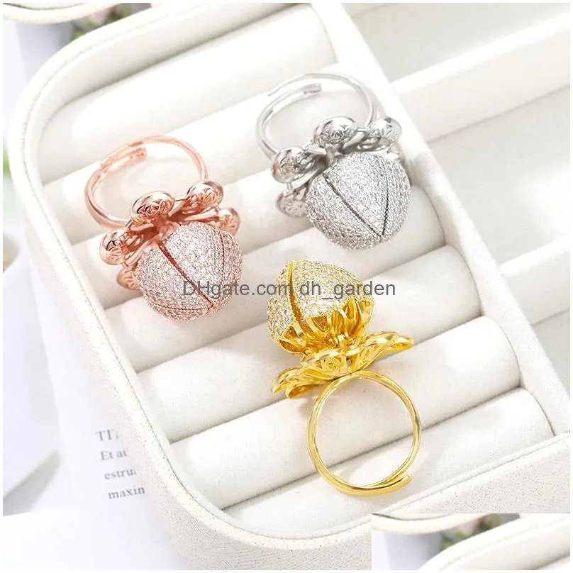 Stainless Steel Open And Close Bud Ring Geometric Elegant Female Garland Flowers Rings For Women Lucky Vintage Jewelry Anillo Dhgarden Otjaf