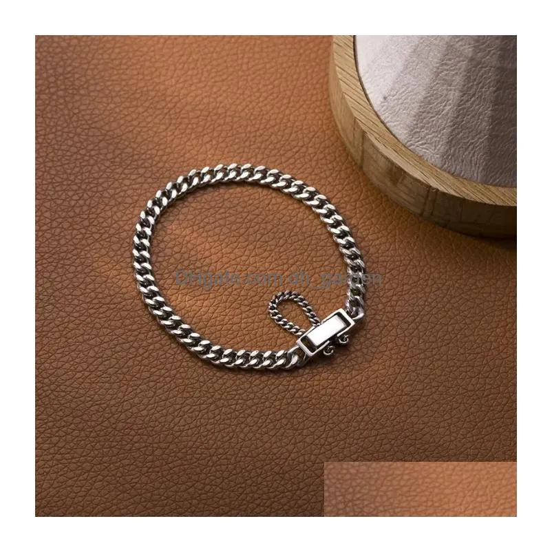 925 Sterling Sier Fashion Vintage Tank Chain Thai Bracelet For Women Men Adjustable Bracelets Jewelry S-B407 Drop Delivery Dhgarden Otvs1