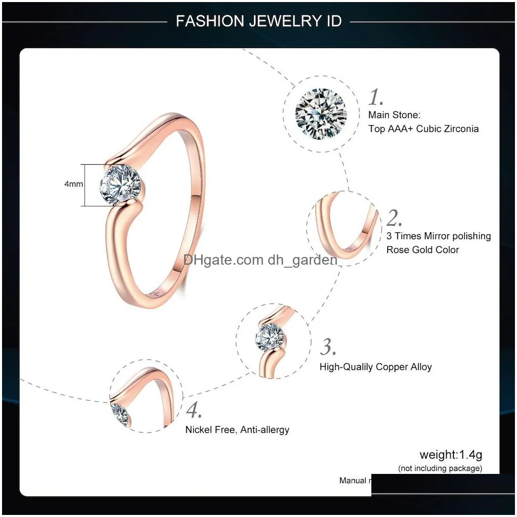 Wedding Ring For Women Concise 4Mm Round Cut Cubic Zirconia Rose Gold Color Engagement Fashion Jewelry Zyr239 Zyr422 Drop Del Dhgarden Otjxv