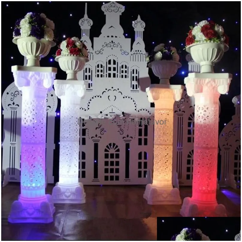 hollow design party decor roman columns white color plastic pillars road cited wedding props event decoration supplies 10 pcs/lot