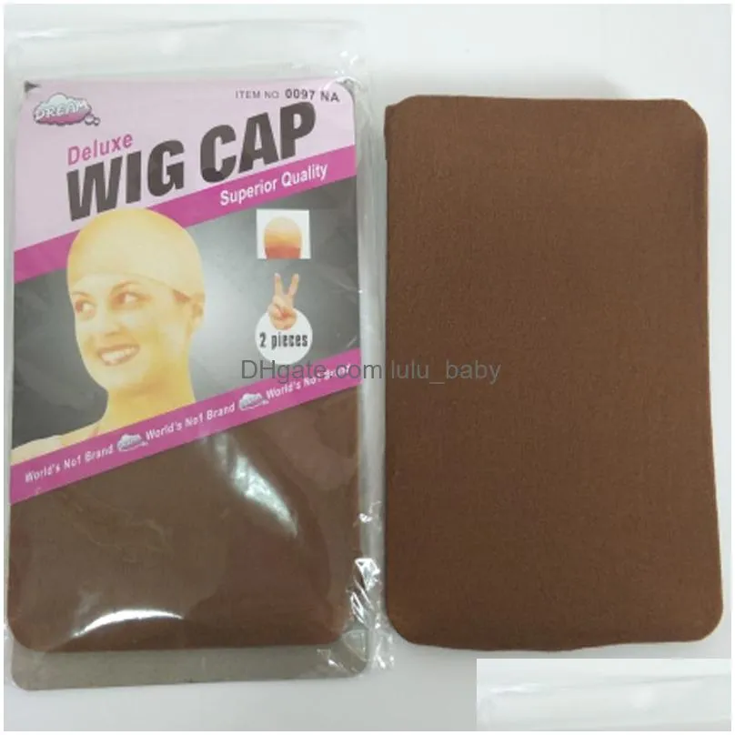 deluxe wig cap 24 units12bags hairnet for making wigs black brown stocking wig liner cap snood nylon mesh cap in 5 colors