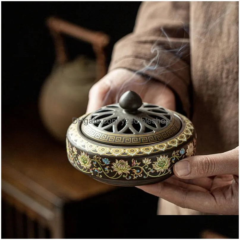 ceramic holder coil cones stick incense buddhist home decor tearoom yoga room desktop ornaments 8 styles 220706
