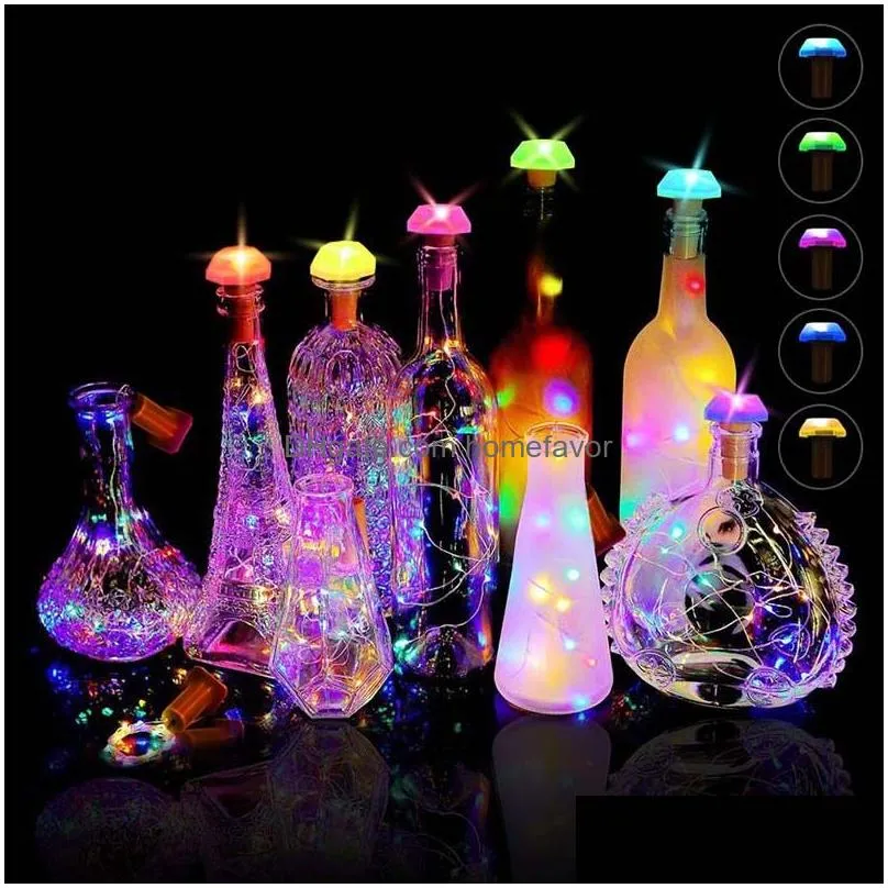 creative outdoor bar table decoration solar wine stoppers glow bottle cap with light string colorful change lighting for ktv party christmas