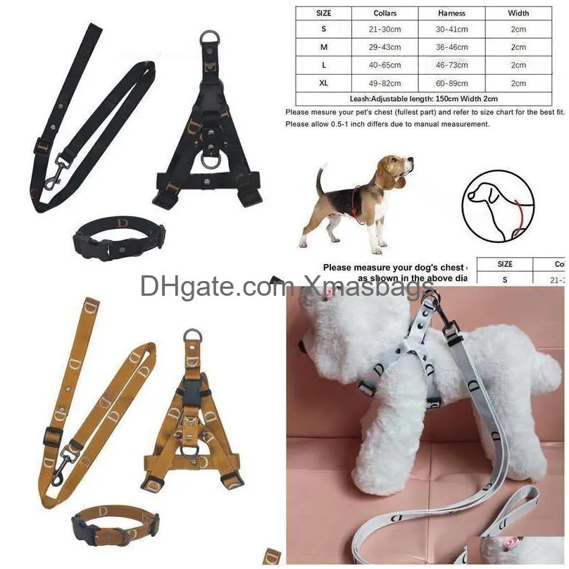 designer dog collar leashes set no pull dog harness soft adjustable basic nylon step in puppy vest for small medium large dogs bulldog corgi outdoor walking black