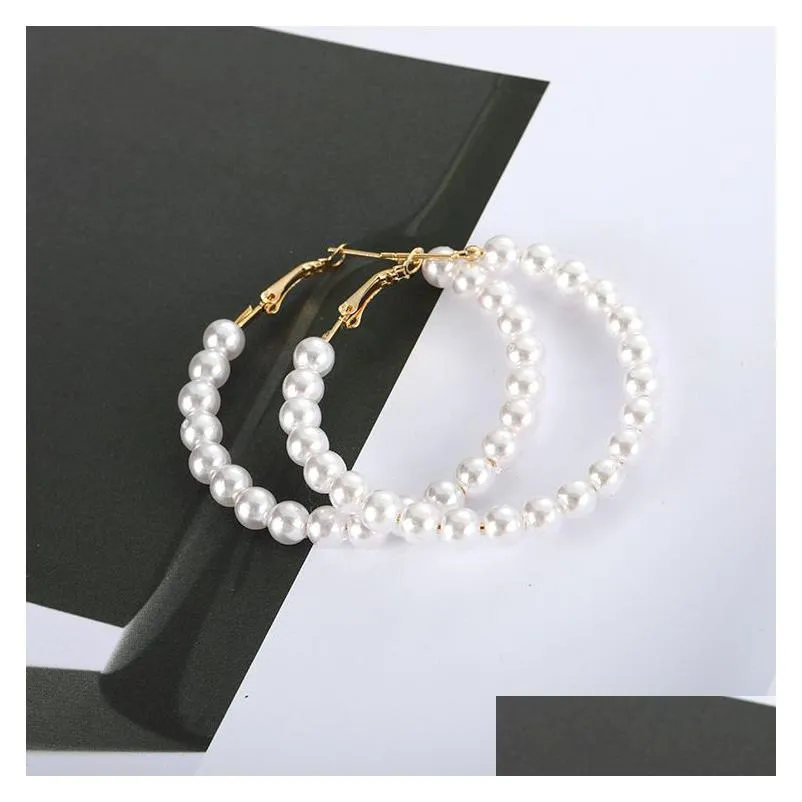 personality wild pearl exaggerated big circle dangle earrings new cool wind fairy temperament women gift jewelry wedding earring
