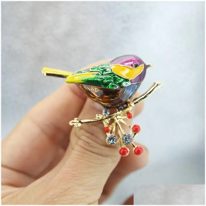 2021 multicolor bird brooch pins quality enamel ainmal brooches new year designer jewelry gift pyrrhula