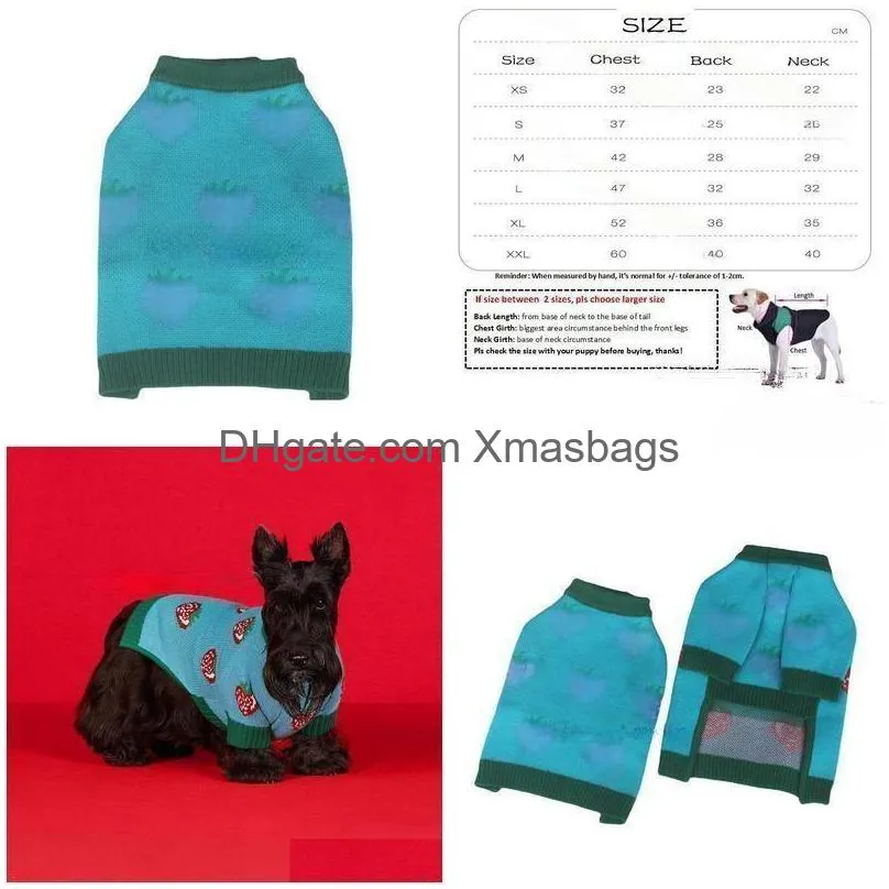 designer dog clothes brands dog apparel winter dog sweater with classic strawberry pattern soft warm acrylic turtleneck puppy stretch knitwear for small dogs s