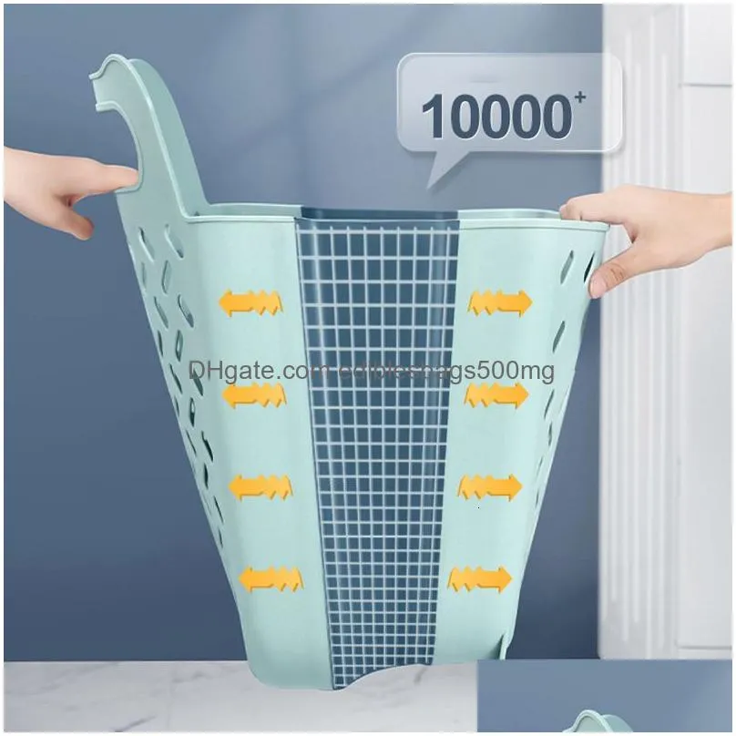 storage baskets folding laundry clothes basket home garbage accessories portable save space punch dirty holder bucket 230710