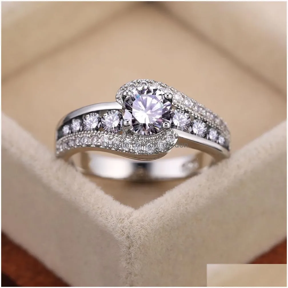 Women Wedding Ring Dazzling Crystal Zircon Delicate Gift Top Quality Female Classic Drop Delivery Dhgarden Otupq