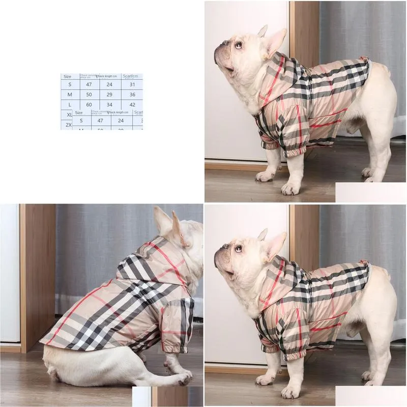 Dog Apparel Pet Clothing Waterproof Windbreaker Fabric Plaid Dog Clothes Autumn Teddy Schnauzer Bichon Frise Jarre Aero Drop Delivery Dhgoz