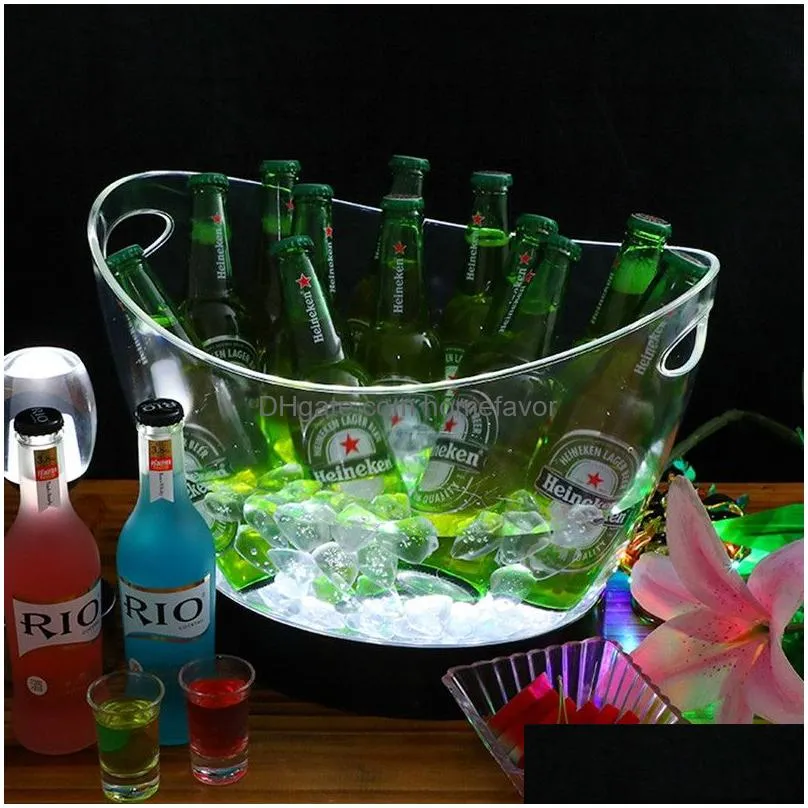 fashion bar rack 2 to 12l transparent led luminous ice cube storage buckets barrel bar beer bottle cooler container light up wine