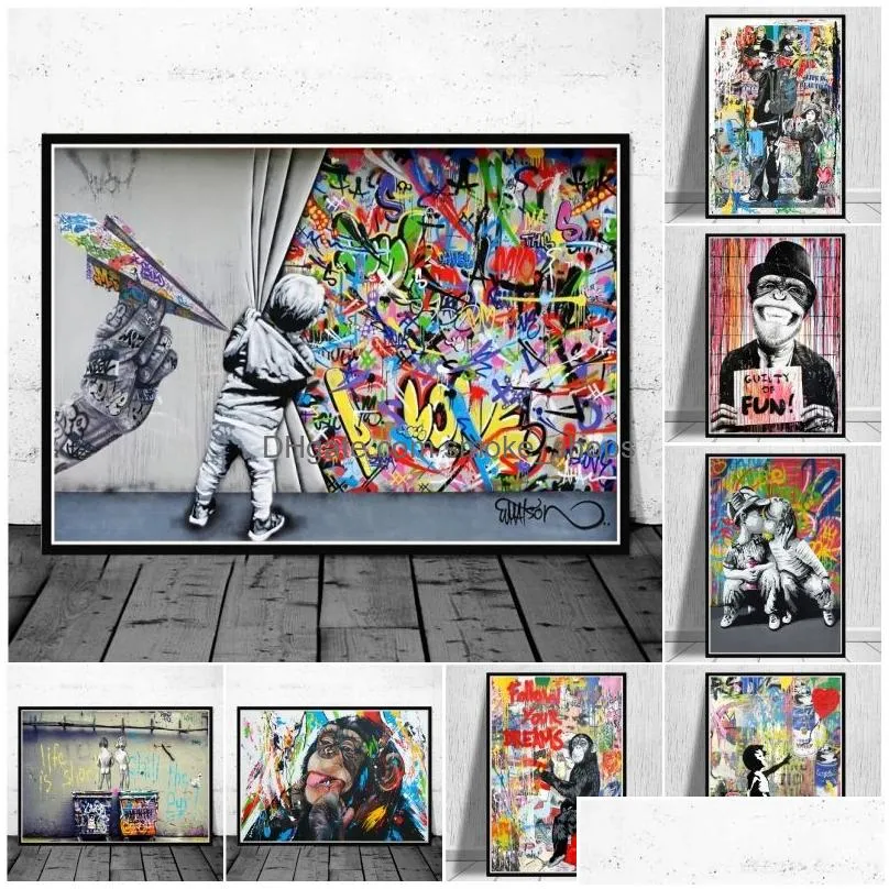 graffiti canvas banksy art canvas posters and prints funny monkeys graffiti street art wall pictures for modern home room decor